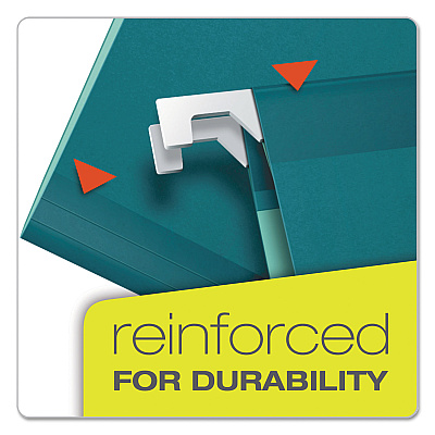 Pendaflex Colored Reinforced Hanging Folders, Legal Size, 1/5-Cut Tabs, Teal, 25/Box (PFX415315TEA)