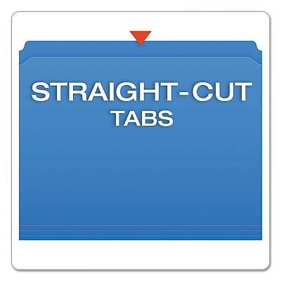 Pendaflex Double-Ply Reinforced Top Tab Colored File Folders, Straight Tabs, Letter Size, 0.75" Expansion, Blue, 100/Box (PFXR152BLU)