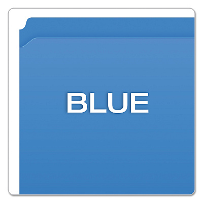 Pendaflex Double-Ply Reinforced Top Tab Colored File Folders, Straight Tabs, Letter Size, 0.75" Expansion, Blue, 100/Box (PFXR152BLU)
