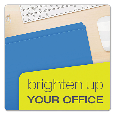 Pendaflex Double-Ply Reinforced Top Tab Colored File Folders, Straight Tabs, Letter Size, 0.75" Expansion, Blue, 100/Box (PFXR152BLU)