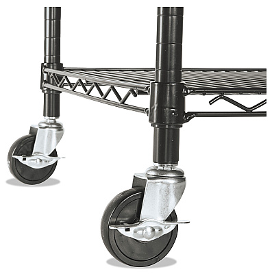 Alera NSF Certified 4-Shelf Wire Shelving Kit with Casters, 48w x 18d x 72h, Black (ALESW604818BL)