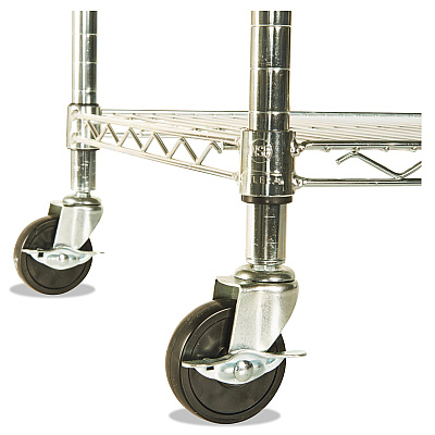 Alera NSF Certified 4-Shelf Wire Shelving Kit with Casters, 48w x 18d x 72h, Silver (ALESW604818SR)