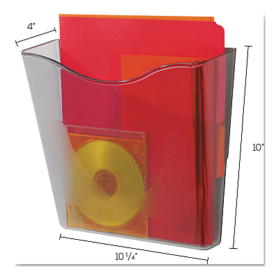 deflecto Euro-Style DocuPocket Portrait Wall File, A4/Legal/Letter/Magazines/Portfolio Size, 10.25" x 4" x 10", Smoke (DEF63002)