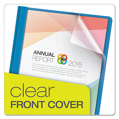 Oxford Clear Front Standard Grade Report Cover, Three-Prong Fastener, 0.5" Capacity, 8.5 x 11, Clear/Light Blue, 25/Box (OXF55801)