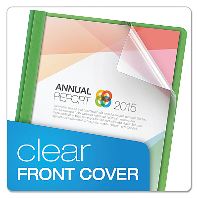 Oxford Clear Front Standard Grade Report Cover, Three-Prong Fastener, 0.5" Capacity, 8.5 x 11, Clear/Green, 25/Box (OXF55807)
