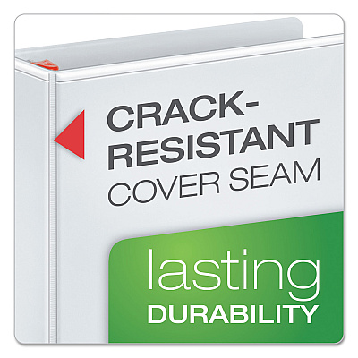 Cardinal XtraLife ClearVue Non-Stick Locking Slant-D Ring Binder, 3 Rings, 1" Capacity, 11 x 8.5, White (CRD26300)