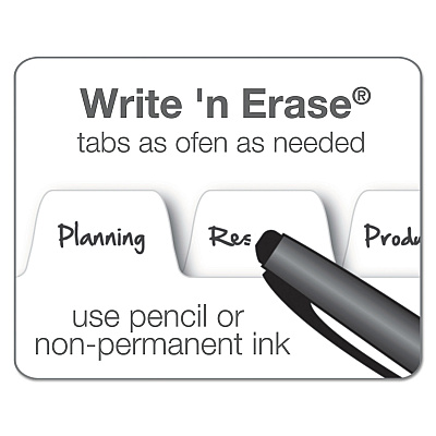 Cardinal Write 'n Erase Tabloid Index Dividers, 5-Tab, 11 x 17, White, 1 Set (CRD84270)