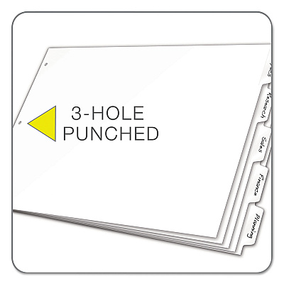 Cardinal Write 'n Erase Tabloid Index Dividers, 5-Tab, 11 x 17, White, 1 Set (CRD84270)