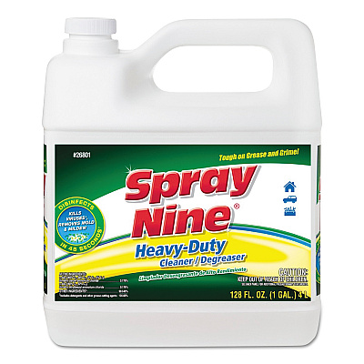 Spray Nine Heavy Duty Cleaner/Degreaser/Disinfectant, Citrus Scent, 1 gal Bottle, 4/Carton (ITW268014CT)
