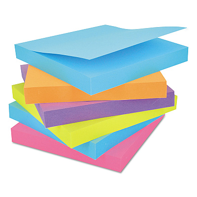 Universal Self-Stick Note Pads, 3" x 3", Assorted Bright Colors, 100 Sheets/Pad, 12 Pads/Pack (UNV35610)