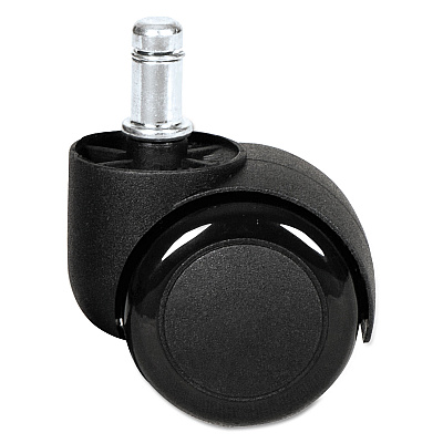 Alera Dual Wheel Hooded Casters, Grip Ring Type B Stem, 2" Soft Nylon Wheel, Black, 5/Set (ALECASTERST2)