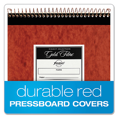 Ampad Gold Fibre Retro Wirebound Writing Pads, Wide/Legal and Quadrille Rule, Red Cover, 70 White 8.5 x 11.75 Sheets (TOP20008R)