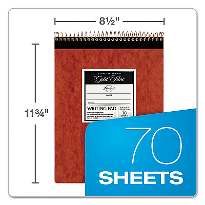 Ampad Gold Fibre Retro Wirebound Writing Pads, Wide/Legal and Quadrille Rule, Red Cover, 70 White 8.5 x 11.75 Sheets (TOP20008R)