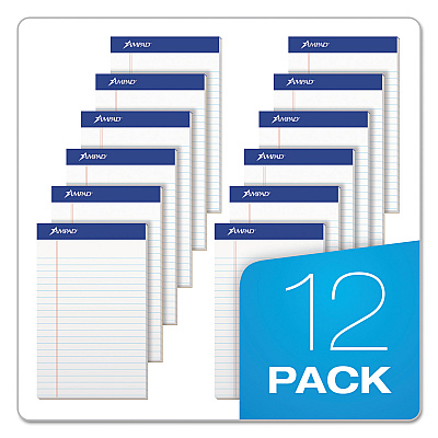Ampad Recycled Writing Pads, Narrow Rule, Politex Green Kelsu Headband, 50 White 5 x 8 Sheets, Dozen (TOP20154)