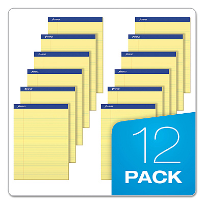 Ampad Recycled Writing Pads, Wide/Legal Rule, Politex Green Kelsu Headband, 50 Canary-Yellow 8.5 x 11.75 Sheets, Dozen (TOP20270)