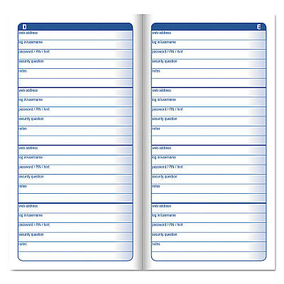 Adams Password Journal, One-Part (No Copies), 3 x 1.5, 4 Forms/Sheet, 192 Forms Total (ABFAPJ99)