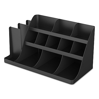 Mind Reader Extra Large Coffee Condiment and Accessory Organizer, 14 Compartment, 24 x 11.8 x 12.5, Black (EMSCOMORG02BLK)