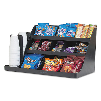 Mind Reader Extra Large Coffee Condiment and Accessory Organizer, 14 Compartment, 24 x 11.8 x 12.5, Black (EMSCOMORG02BLK)