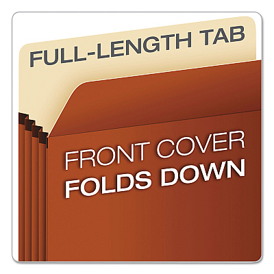 Earthwise by Pendaflex Recycled File Pockets, 5.25" Expansion, Letter Size, Red Fiber (PFXE1534G)