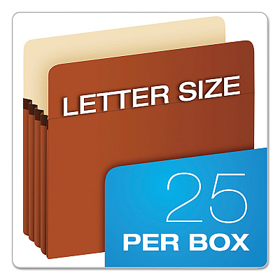 Earthwise by Pendaflex Recycled File Pockets, 3.5" Expansion, Letter Size, Red Fiber (PFXE1524E)