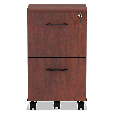 Alera Valencia Series Mobile Pedestal, Left or Right, 2 Legal/Letter-Size File Drawers, Medium Cherry, 15.38" x 20" x 26.63" (ALEVA582816MC)