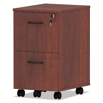 Alera Valencia Series Mobile Pedestal, Left or Right, 2 Legal/Letter-Size File Drawers, Medium Cherry, 15.38" x 20" x 26.63" (ALEVA582816MC)