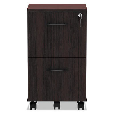 Alera Valencia Series Mobile Pedestal, Left or Right, 2 Legal/Letter-Size File Drawers, Mahogany, 15.38" x 20" x 26.63" (ALEVA582816MY)