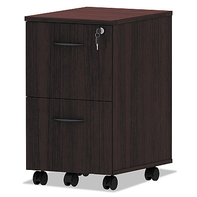 Alera Valencia Series Mobile Pedestal, Left or Right, 2 Legal/Letter-Size File Drawers, Mahogany, 15.38" x 20" x 26.63" (ALEVA582816MY)