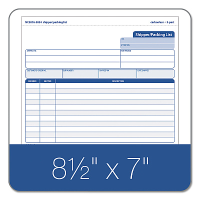 TOPS Triplicate Snap-Off Shipper/Packing List, Three-Part Carbonless, 8.5 x 7, 50 Forms Total (TOP3834)