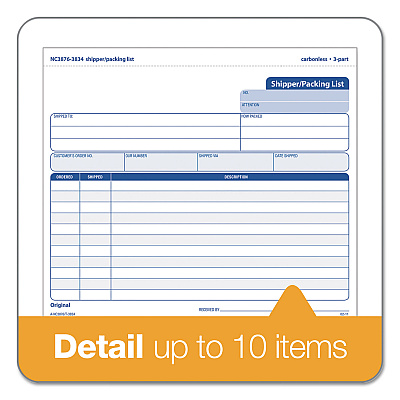 TOPS Triplicate Snap-Off Shipper/Packing List, Three-Part Carbonless, 8.5 x 7, 50 Forms Total (TOP3834)