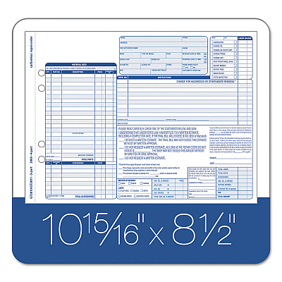 TOPS Auto Repair Four-Part Order Form, Four-Part Carbonless, 11 x 8.5, 50 Forms Total (TOP3869)
