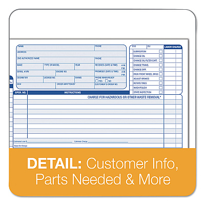 TOPS Auto Repair Four-Part Order Form, Four-Part Carbonless, 11 x 8.5, 50 Forms Total (TOP3869)