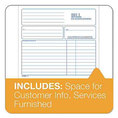 TOPS Bill for Services Rendered Book, Two-Part Carbonless, 8.5 x 7.75, 50 Forms Total (TOP4133)