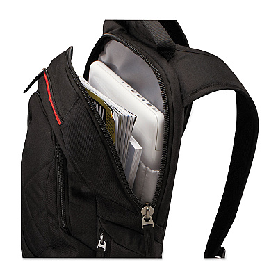Case Logic Diamond Backpack, Fits Devices Up to 14.1", Polyester, 6.3 x 13.4 x 17.3, Black (CLG3201265)