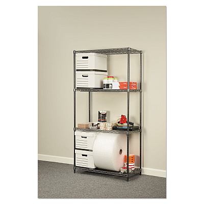 Alera Wire Shelving Starter Kit, Four-Shelf, 36w x 18d x 72h, Black Anthracite (ALESW503618BA)