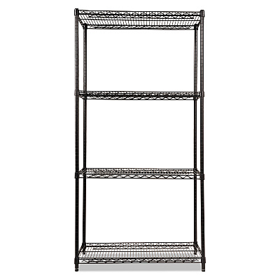 Alera NSF Certified Industrial Four-Shelf Wire Shelving Kit, 36w x 18d x 72h, Black (ALESW503618BL)