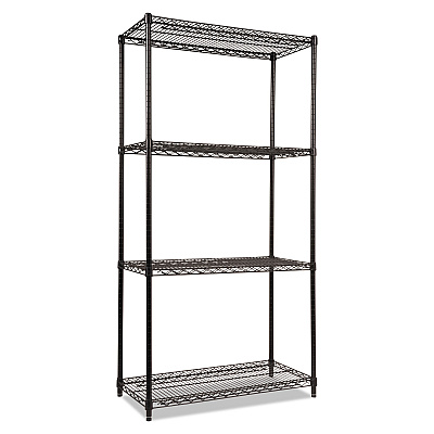 Alera NSF Certified Industrial Four-Shelf Wire Shelving Kit, 36w x 18d x 72h, Black (ALESW503618BL)