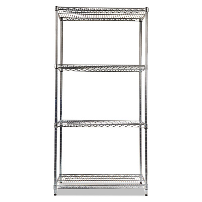 Alera NSF Certified Industrial Four-Shelf Wire Shelving Kit, 36w x 18d x 72h, Silver (ALESW503618SR)