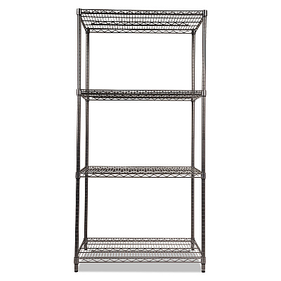 Alera Wire Shelving Starter Kit, Four-Shelf, 36w x 24d x 72h, Black Anthracite (ALESW503624BA)