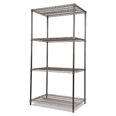 Alera Wire Shelving Starter Kit, Four-Shelf, 36w x 24d x 72h, Black Anthracite (ALESW503624BA)