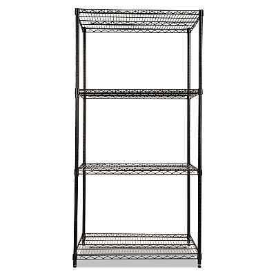 Alera NSF Certified Industrial Four-Shelf Wire Shelving Kit, 36w x 24d x 72h, Black (ALESW503624BL)