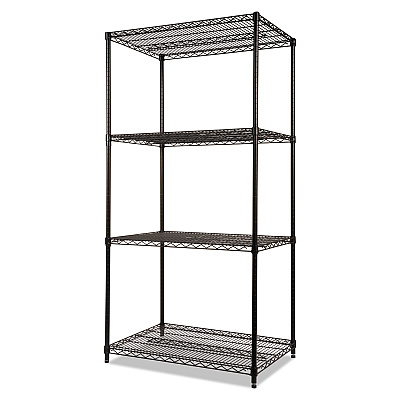 Alera NSF Certified Industrial Four-Shelf Wire Shelving Kit, 36w x 24d x 72h, Black (ALESW503624BL)