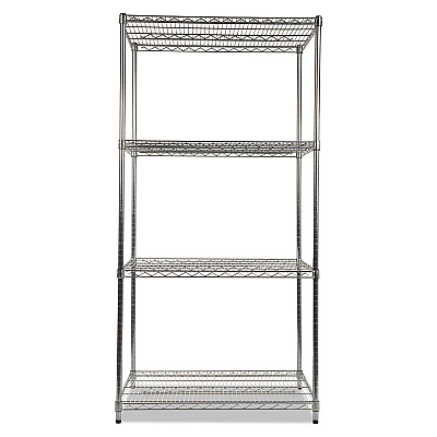 Alera NSF Certified Industrial Four-Shelf Wire Shelving Kit, 36w x 24d x 72h, Silver (ALESW503624SR)