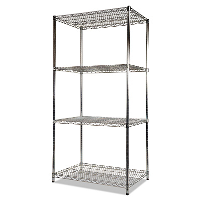 Alera NSF Certified Industrial Four-Shelf Wire Shelving Kit, 36w x 24d x 72h, Silver (ALESW503624SR)