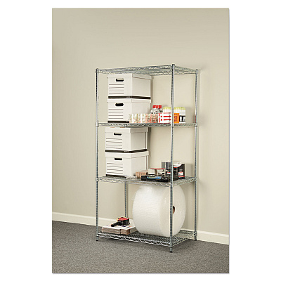 Alera NSF Certified Industrial Four-Shelf Wire Shelving Kit, 36w x 24d x 72h, Silver (ALESW503624SR)