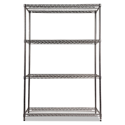 Alera Wire Shelving Starter Kit, Four-Shelf, 48w x 18d x 72h, Black Anthracite (ALESW504818BA)
