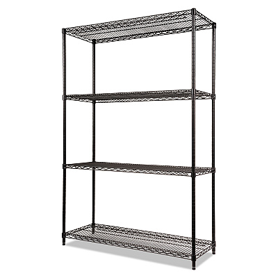 Alera NSF Certified Industrial Four-Shelf Wire Shelving Kit, 48w x 18d x 72h, Black (ALESW504818BL)