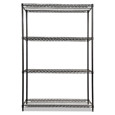 Alera NSF Certified Industrial Four-Shelf Wire Shelving Kit, 48w x 18d x 72h, Black (ALESW504818BL)
