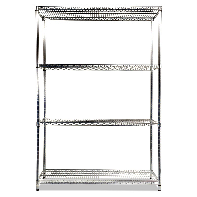Alera NSF Certified Industrial Four-Shelf Wire Shelving Kit, 48w x 18d x 72h, Silver (ALESW504818SR)