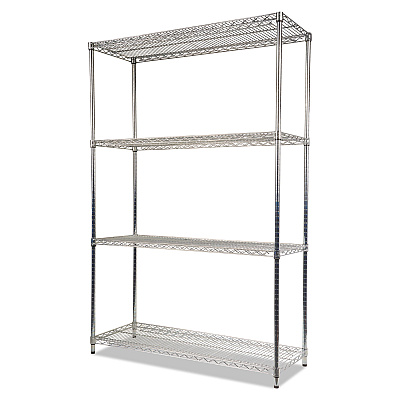 Alera NSF Certified Industrial Four-Shelf Wire Shelving Kit, 48w x 18d x 72h, Silver (ALESW504818SR)